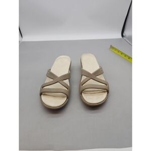 Crocs Patricia II 2 Sand Off White Khaki Oyster Strappy Womens Wedge Sandals 8